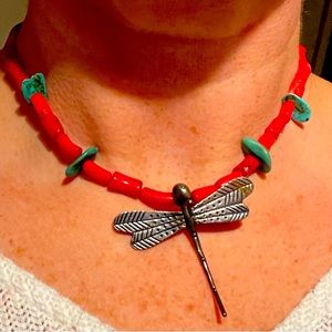 Red coral & Turquoise necklace